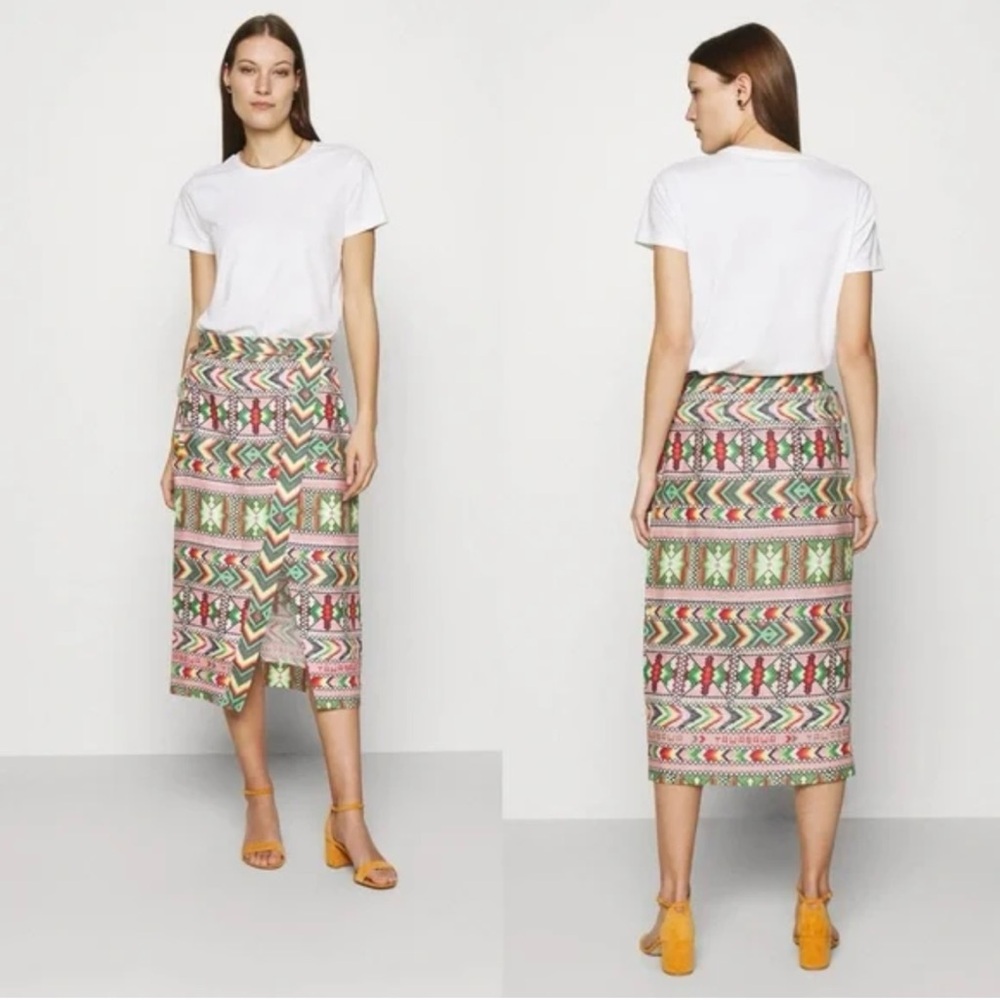 Farm Rio Midi Asymmetrical Pencil Skirt for Resort Wear
